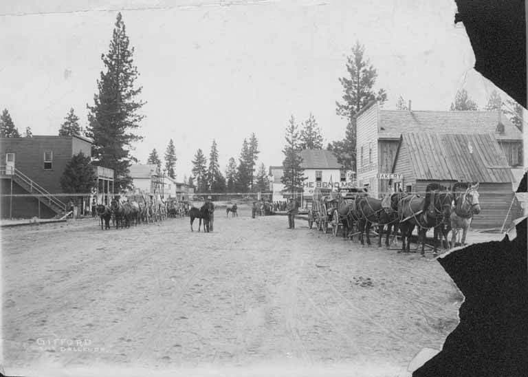 Freight wagons on Bend's Main Street circa 1900